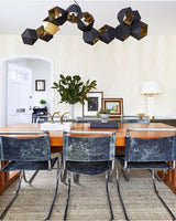 Geometric Hollow Polygon Pendant Light Black Modular Metal Chandelier for Dining Room