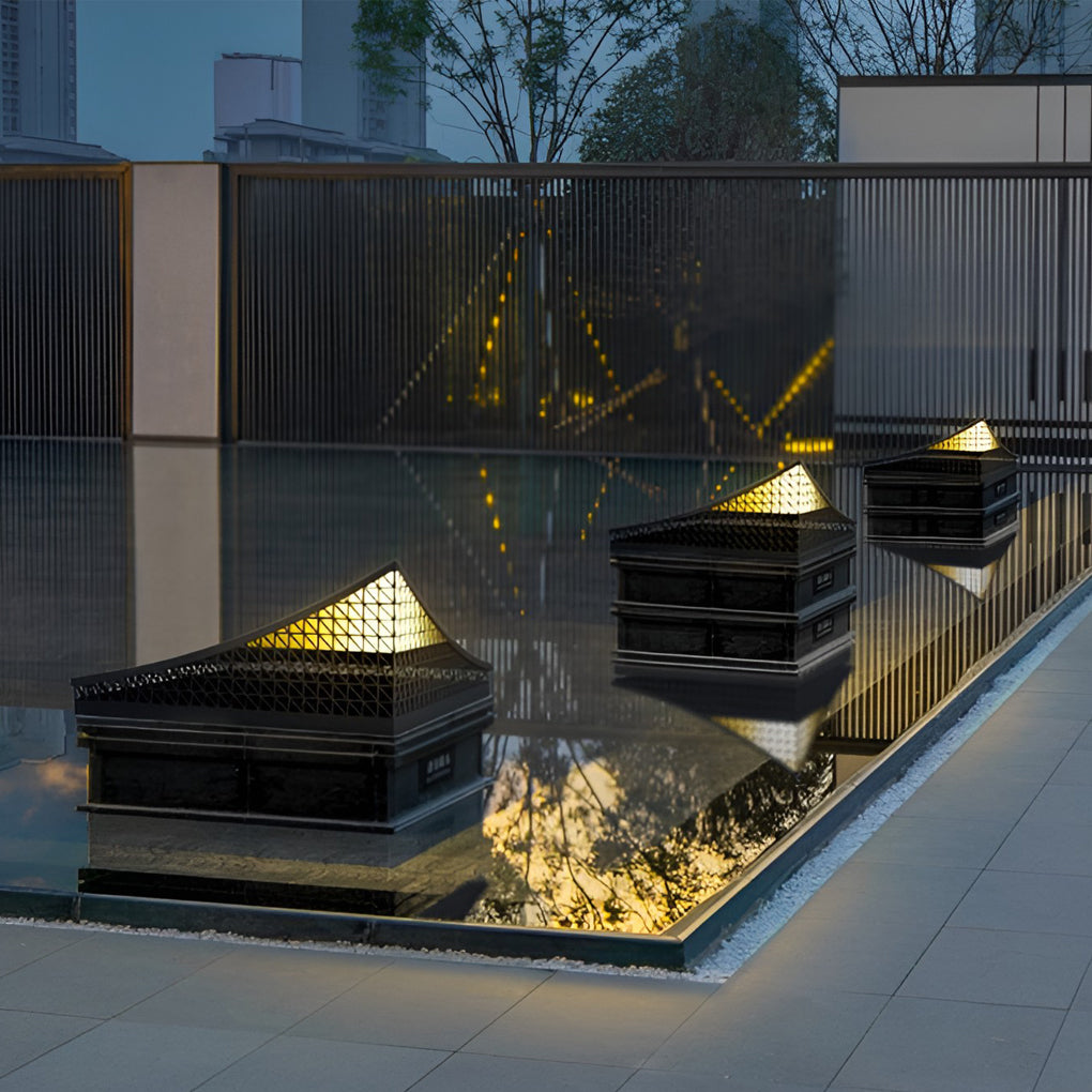 Geometric Pattern Outdoor Landscape Decorative Light Waterproof Stainless Steel Garden Lantern