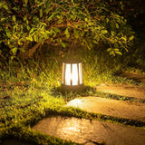 Geometric Round Black Outdoor Post Light Waterproof LED Landscape Pillar Lamp for Patios