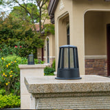 Geometric Round Black Outdoor Post Light Waterproof LED Landscape Pillar Lamp for Patios