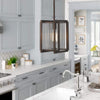 Geometric Square Black Iron Frame Retro Industrial Chandelier for Dining Room Lighting