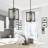 Geometric Square Black Iron Frame Retro Industrial Chandelier for Dining Room Lighting
