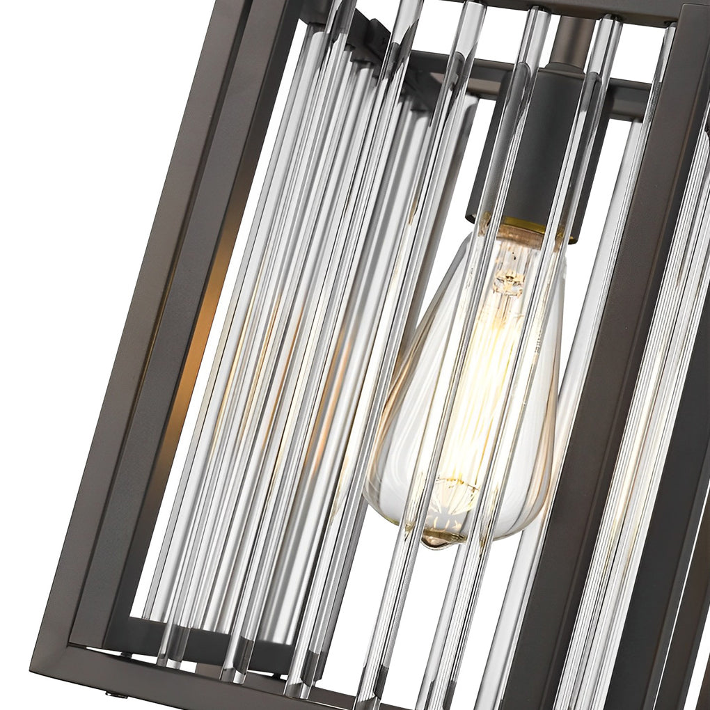 Geometric Square Black Iron Frame Retro Industrial Chandelier for Dining Room Lighting