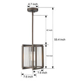 Geometric Square Black Iron Frame Retro Industrial Chandelier for Dining Room Lighting