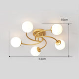 Modern Swirled Metal Flush Mount Light with Elegant Glass Globes for Ambient Bedroom Lighting