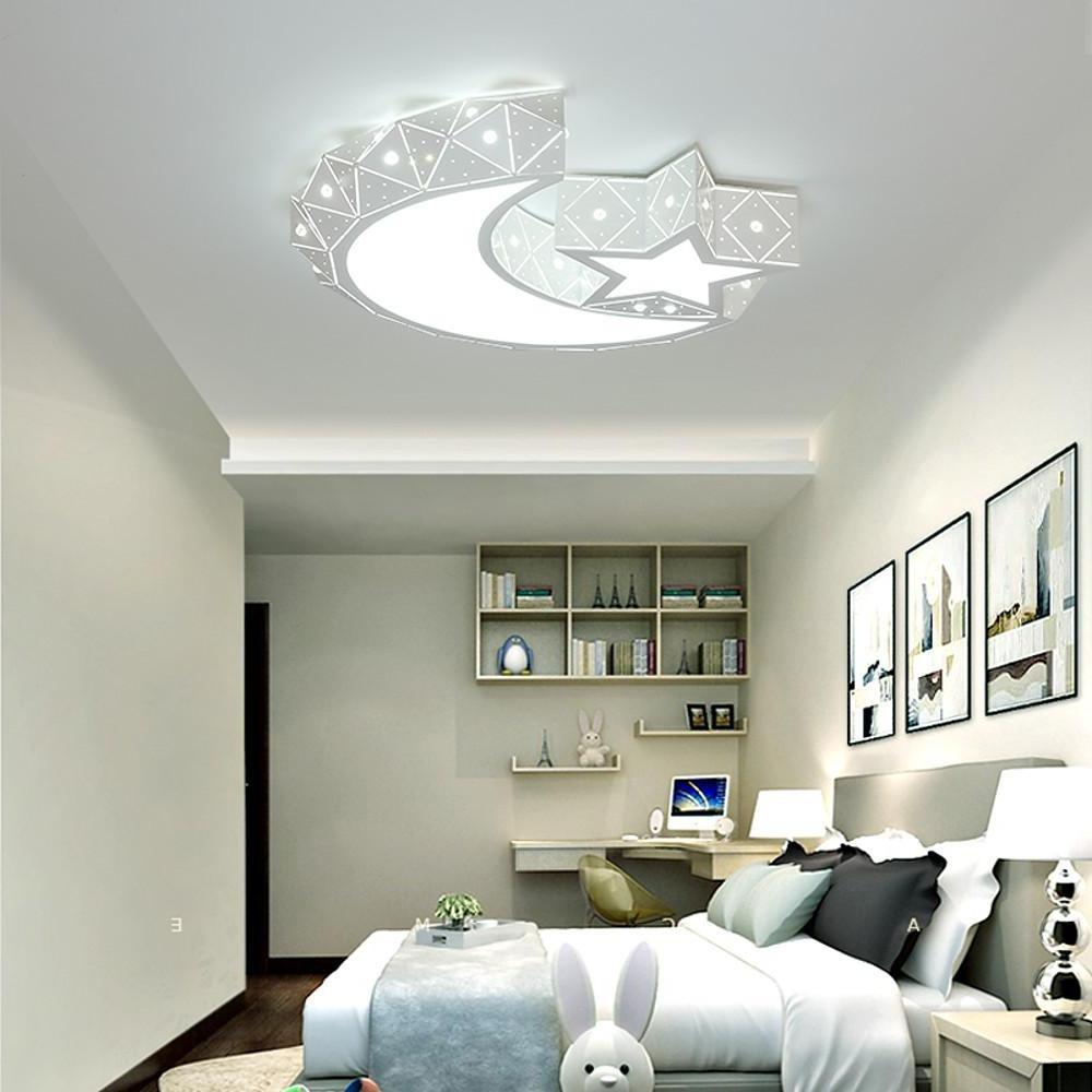 Celestial Moon Star LED Ceiling Light Modern Flush Mount Fixture for Kids Bedroom