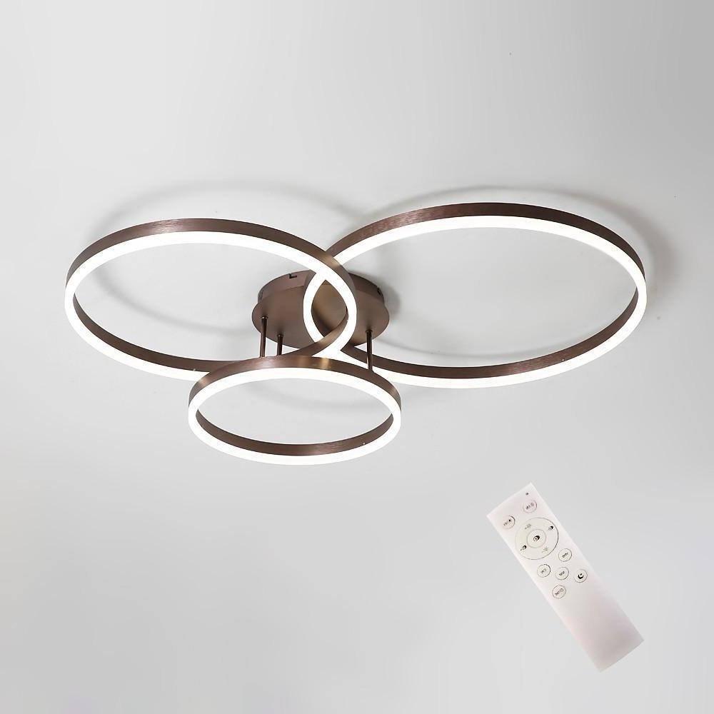 Contemporary Three Ring LED Flush Mount Ceiling Light Dimmable Geometric Metal Fixture