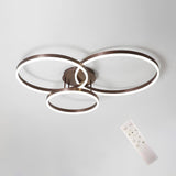 Contemporary Three Ring LED Flush Mount Ceiling Light Dimmable Geometric Metal Fixture