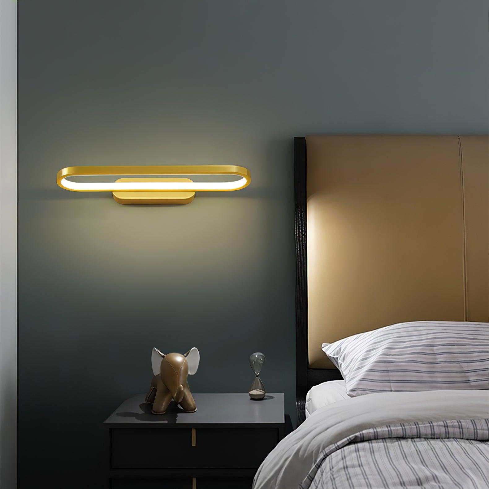 Gianni Minimalist Oval LED Wall Sconce Brass Vanity Light with Adjustable Color Temperature