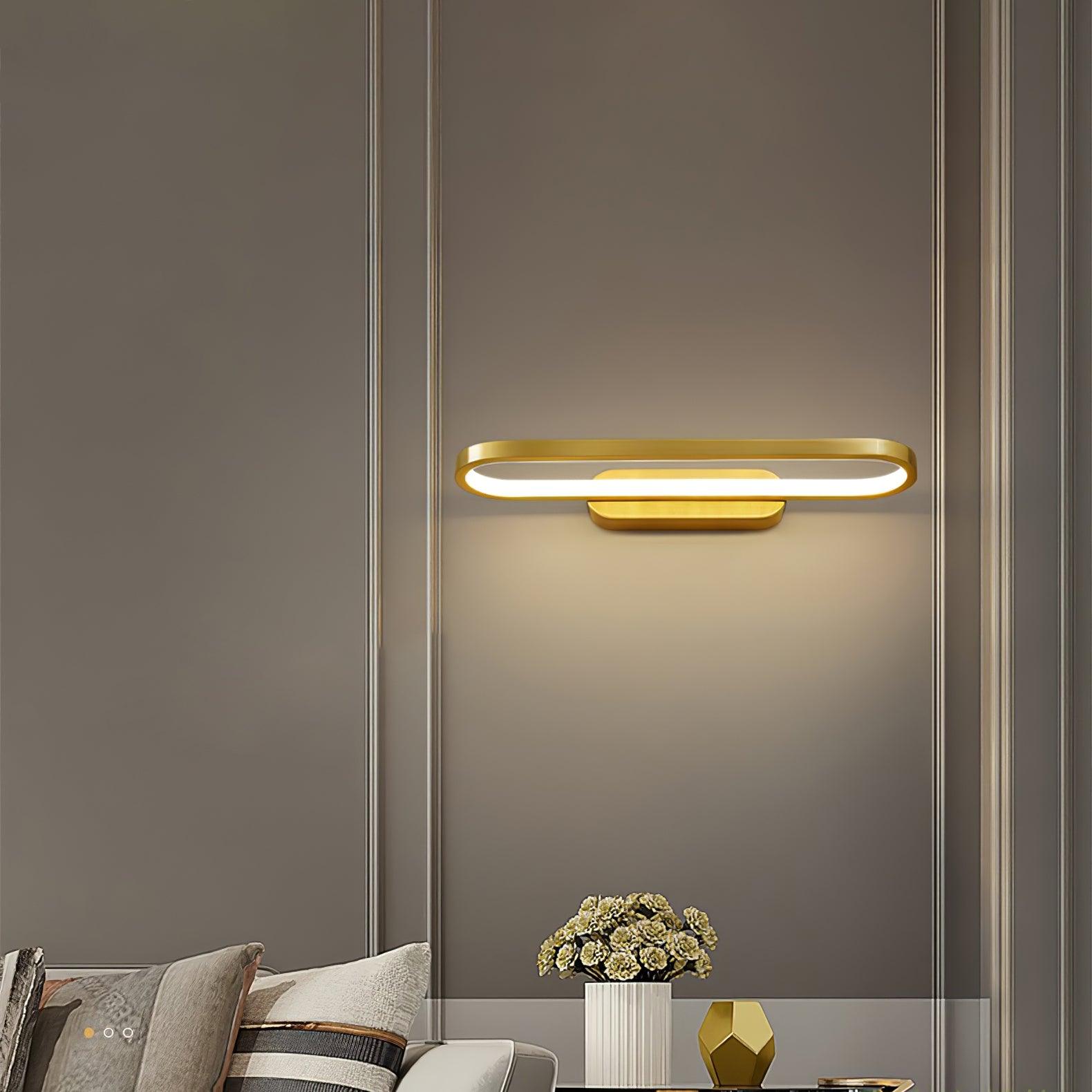 Gianni Minimalist Oval LED Wall Sconce Brass Vanity Light with Adjustable Color Temperature