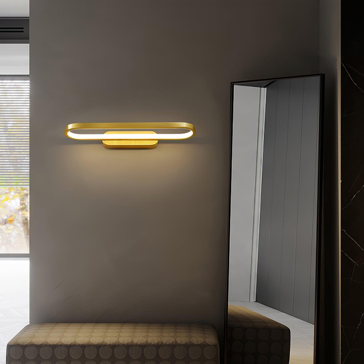Gianni Minimalist Oval LED Wall Sconce Brass Vanity Light with Adjustable Color Temperature