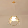Gingko Leaf Brass Pendant Light Elegant Glass Ball Chandelier for Modern Interior Spaces