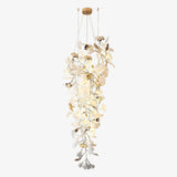 Gingko Leaf Porcelain Crown Chandelier Elegant Ceramic Pendant Light for Luxury Interiors