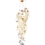 Gingko Leaf Porcelain Crown Chandelier Elegant Ceramic Pendant Light for Luxury Interiors