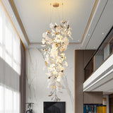 Gingko Leaf Porcelain Crown Chandelier Elegant Ceramic Pendant Light for Luxury Interiors