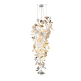 Gingko Leaf Porcelain Crown Chandelier Elegant Ceramic Pendant Light for Luxury Interiors