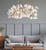 Ginkgo Ceramic Leaf Flush Mount Chandelier Elegant Modern Ceiling Light Fixture