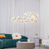 Ginkgo Ceramic Leaf Flush Mount Chandelier Elegant Modern Ceiling Light Fixture