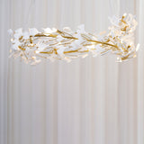Ginkgo Ceramic Leaf Flush Mount Chandelier Elegant Modern Ceiling Light Fixture