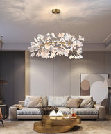 Ginkgo Ceramic Leaf Flush Mount Chandelier Elegant Modern Ceiling Light Fixture