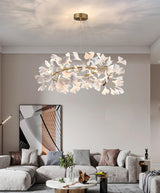 Ginkgo Ceramic Leaf Flush Mount Chandelier Elegant Modern Ceiling Light Fixture