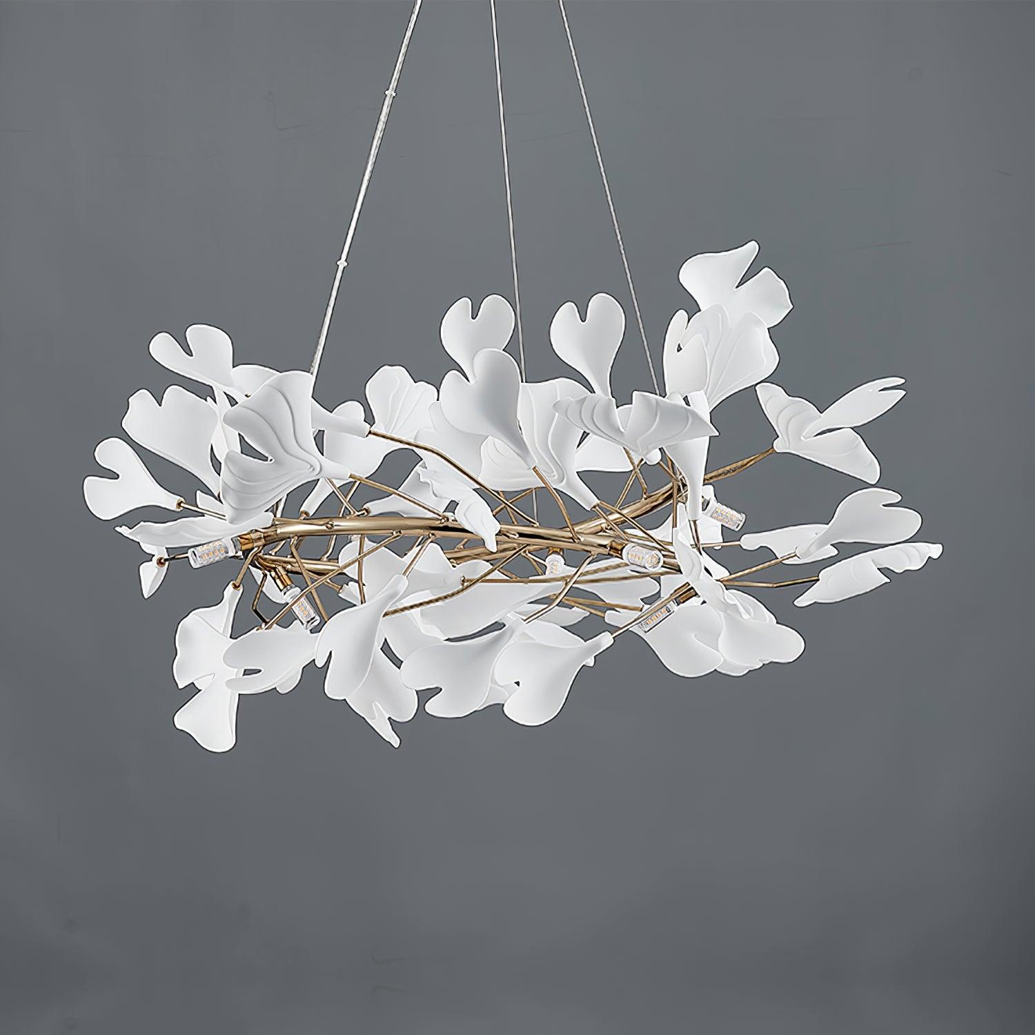 Ginkgo Ceramic Leaf Flush Mount Chandelier Elegant Modern Ceiling Light Fixture