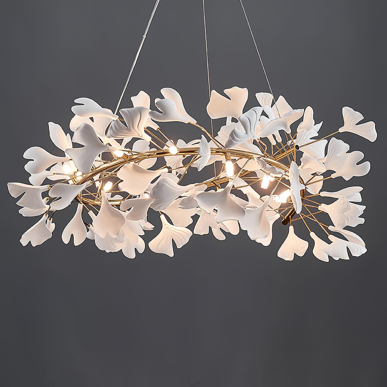 Ginkgo Ceramic Leaf Flush Mount Chandelier Elegant Modern Ceiling Light Fixture