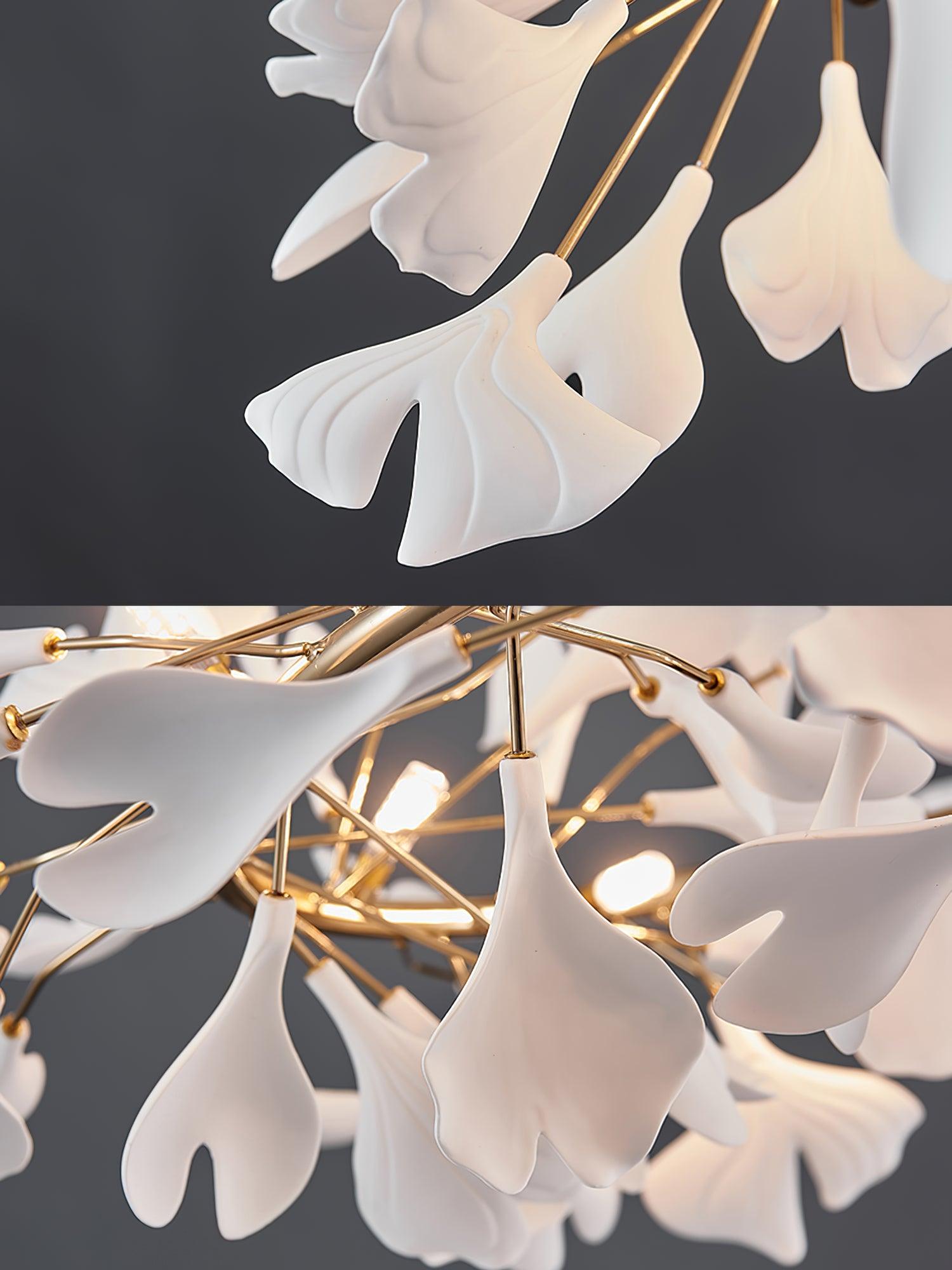 Ginkgo Ceramic Leaf Flush Mount Chandelier Elegant Modern Ceiling Light Fixture