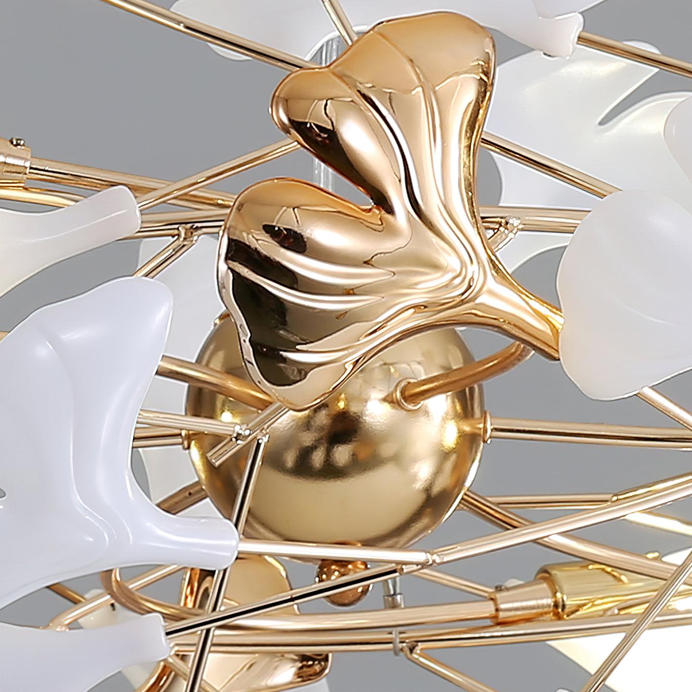Ginkgo Leaf Ceramic Chandelier Modern Luxury Porcelain Pendant Light for Elegant Interior Spaces