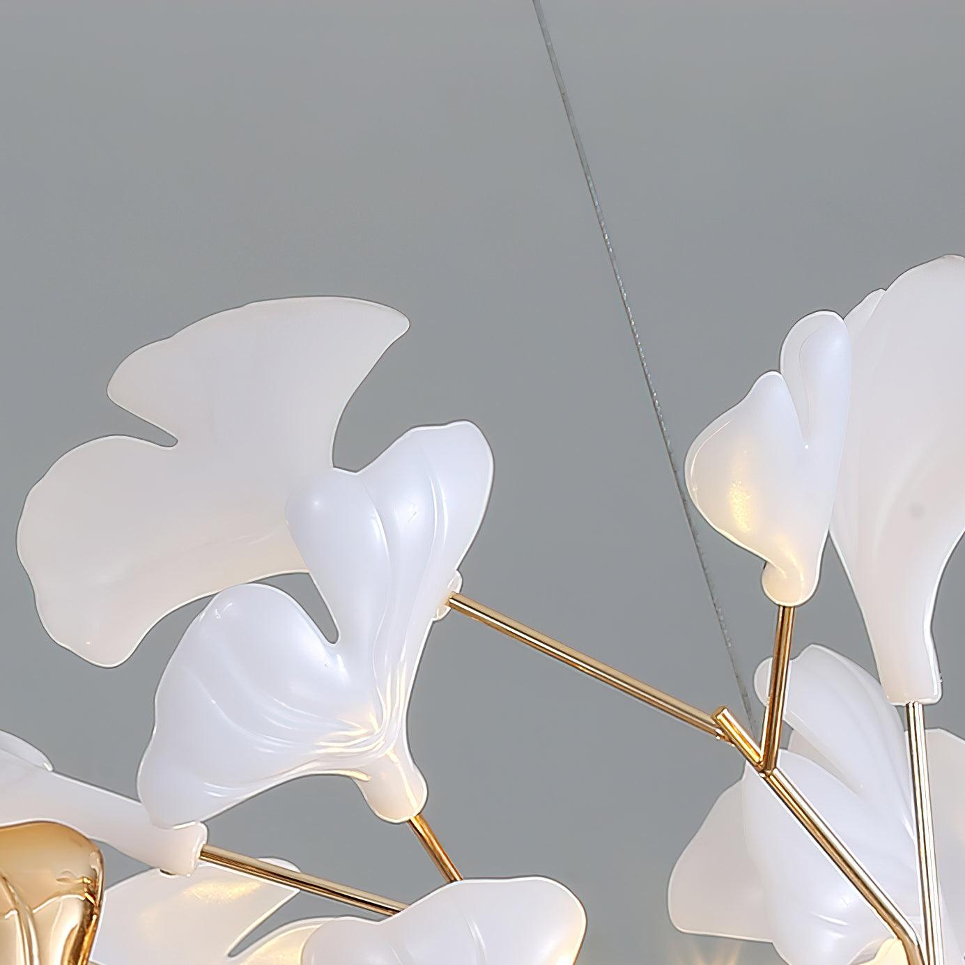 Ginkgo Leaf Ceramic Chandelier Modern Luxury Porcelain Pendant Light for Elegant Interior Spaces