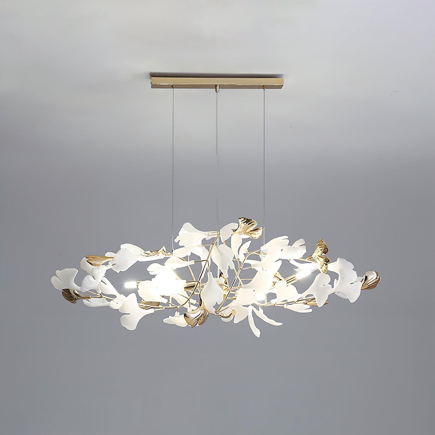 Ginkgo Leaf Ceramic Chandelier Modern Luxury Porcelain Pendant Light for Elegant Interior Spaces