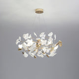 Ginkgo Leaf Ceramic Chandelier Modern Luxury Porcelain Pendant Light for Elegant Interior Spaces