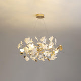 Ginkgo Leaf Ceramic Chandelier Modern Luxury Porcelain Pendant Light for Elegant Interior Spaces