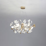 Ginkgo Leaf Ceramic Chandelier Modern Luxury Porcelain Pendant Light for Elegant Interior Spaces