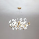 Ginkgo Leaf Ceramic Chandelier Modern Luxury Porcelain Pendant Light for Elegant Interior Spaces