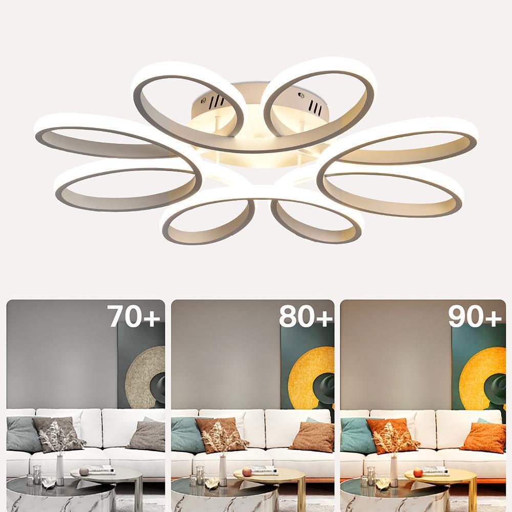 Modern Flower Shaped Dimmable LED Flush Mount Ceiling Light in White Finish for Home