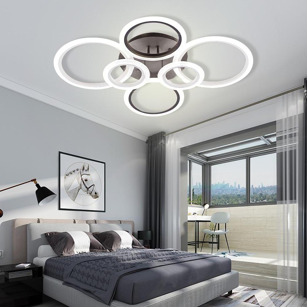 Modern Geometric Circles LED Cluster Ceiling Light Flush Mount Fixture for Bedroom and Living Room