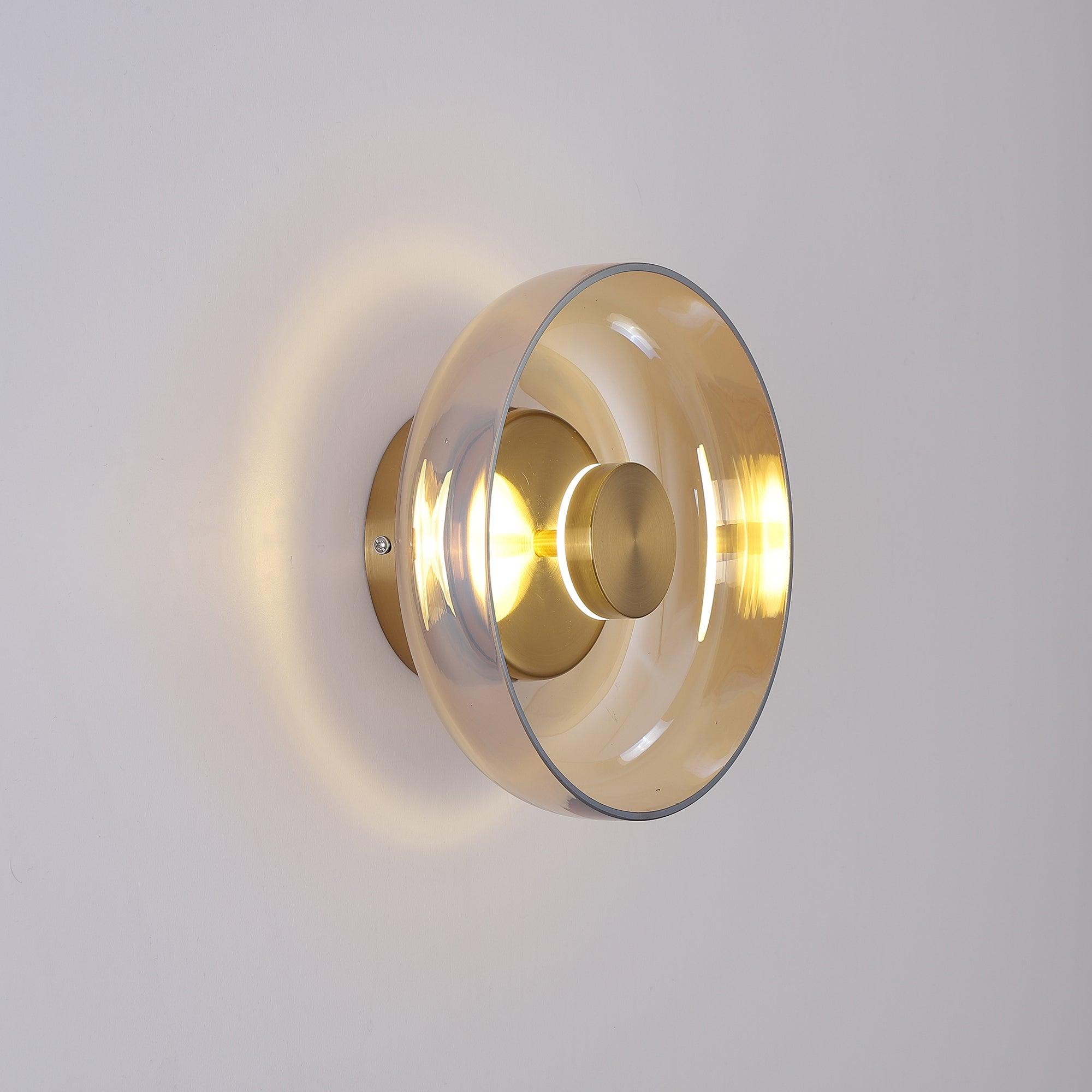 Glimmera Modern Glass and Brass LED Wall Sconce Ambient Indoor Light Fixture