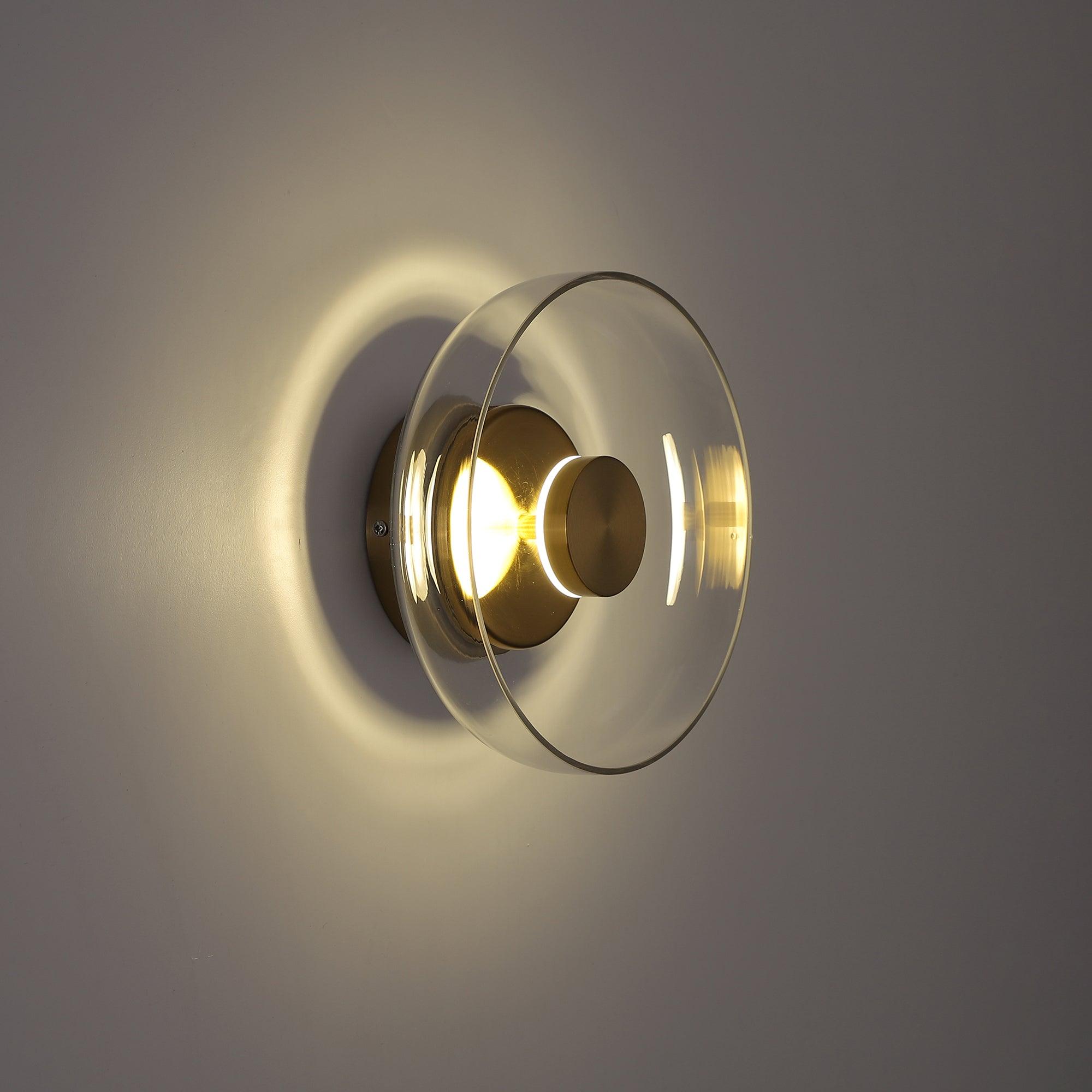Glimmera Modern Glass and Brass LED Wall Sconce Ambient Indoor Light Fixture