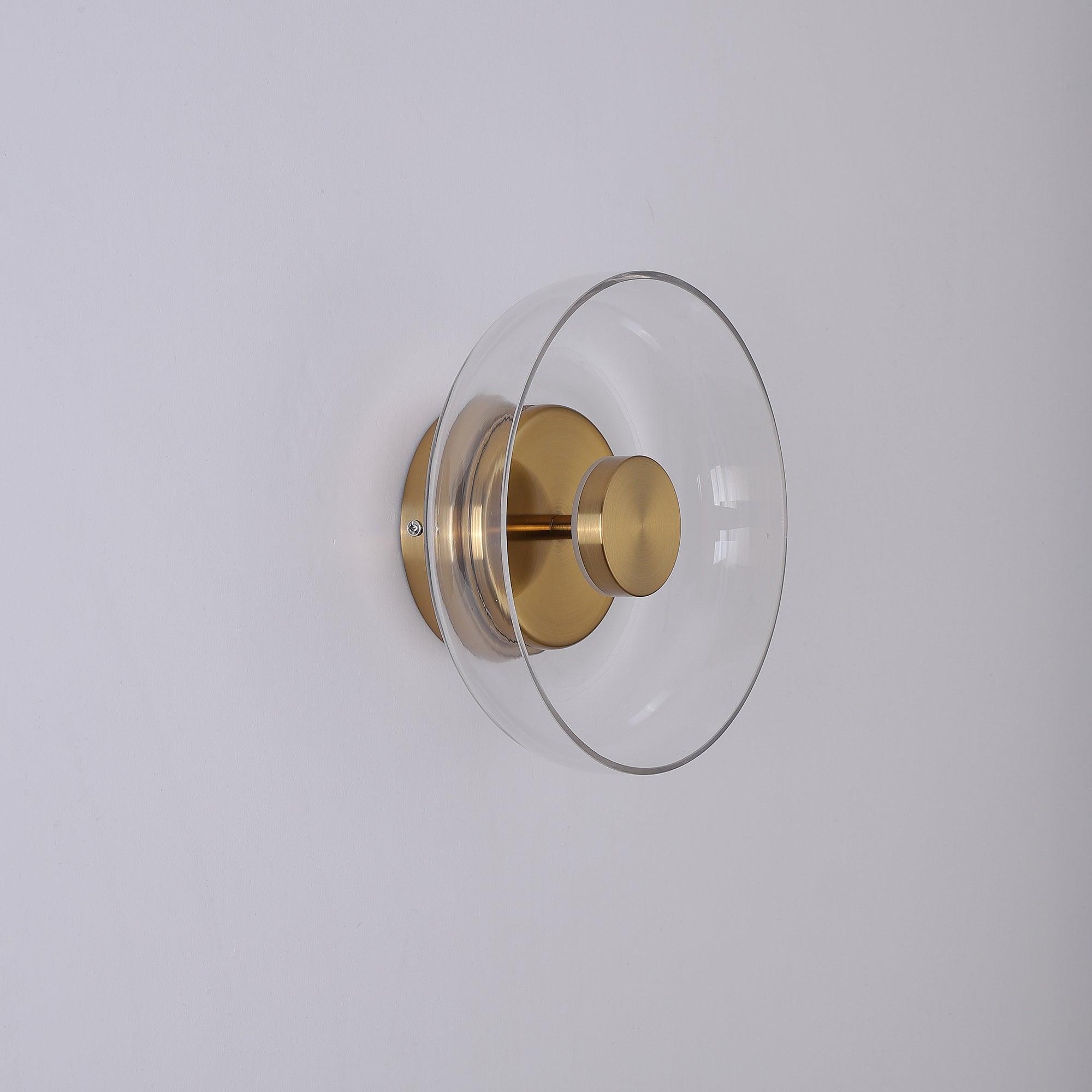 Glimmera Modern Glass and Brass LED Wall Sconce Ambient Indoor Light Fixture