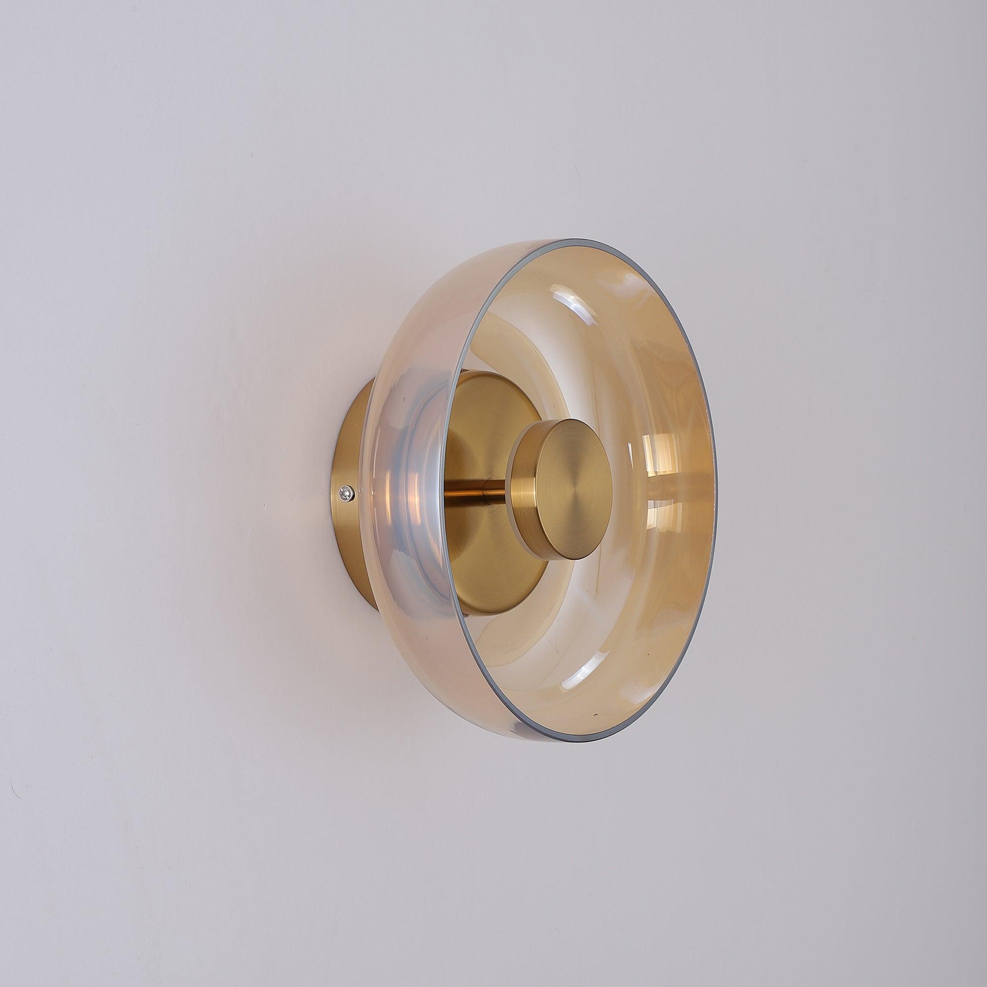 Glimmera Modern Glass and Brass LED Wall Sconce Ambient Indoor Light Fixture