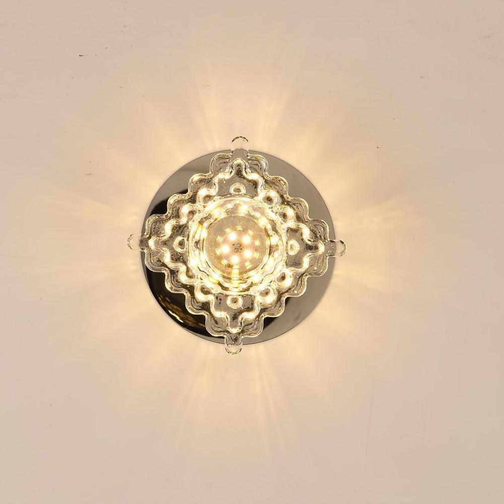 Modern Geometric LED Crystal Flush Mount Ceiling Light Fixture for Kitchen and Hallway