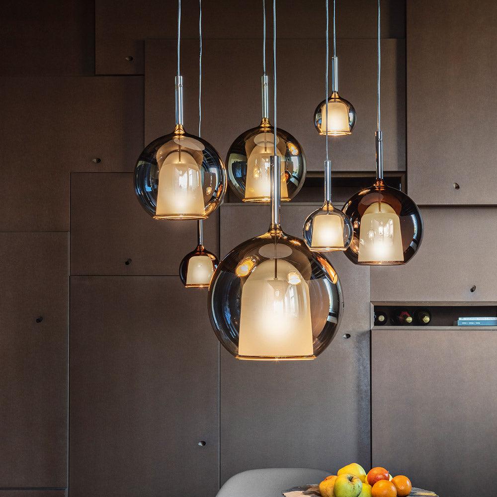 Glo Modern Glass Globe Pendant Light with Metallic Finish for Interior Lighting