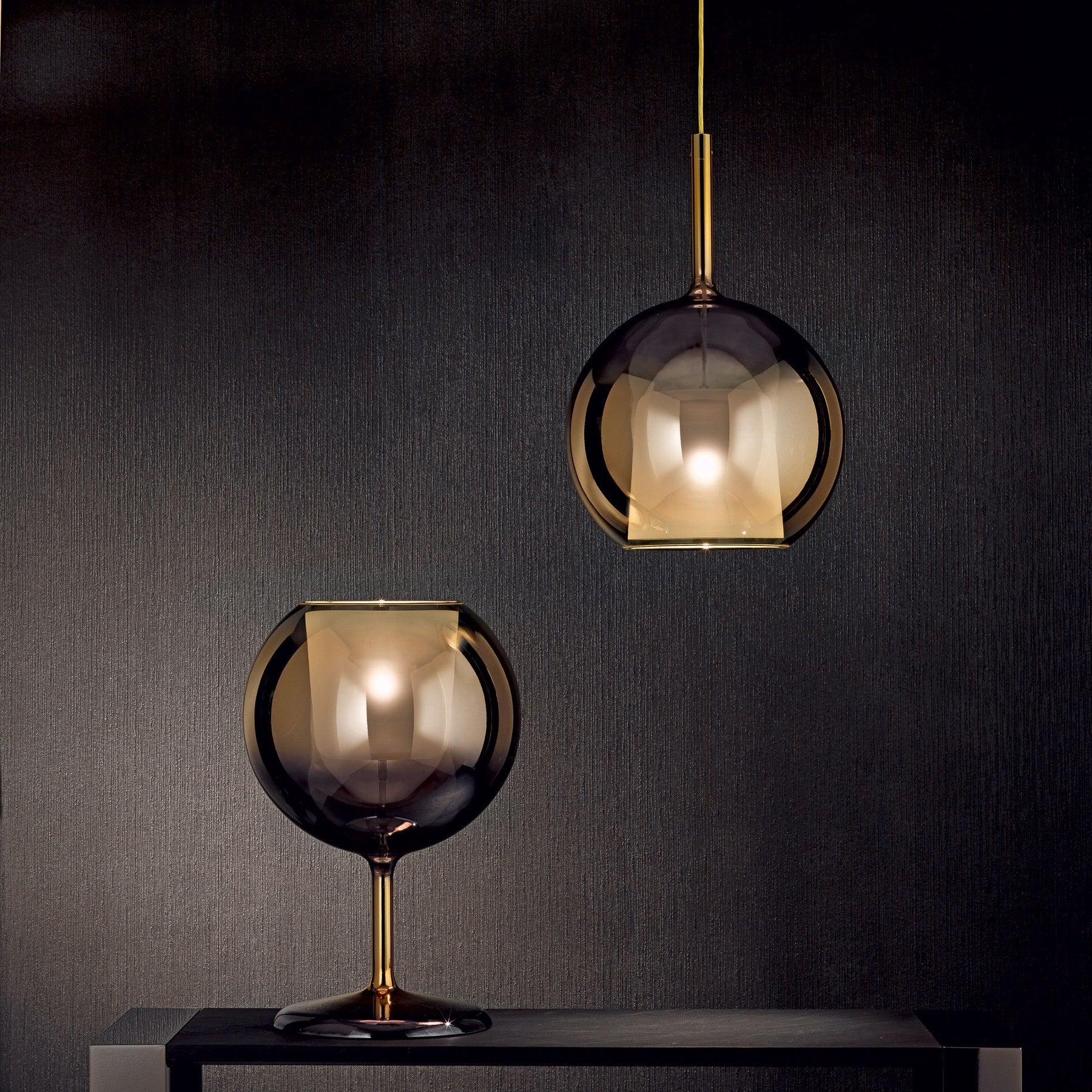 Glo Modern Glass Globe Pendant Light with Metallic Finish for Interior Lighting