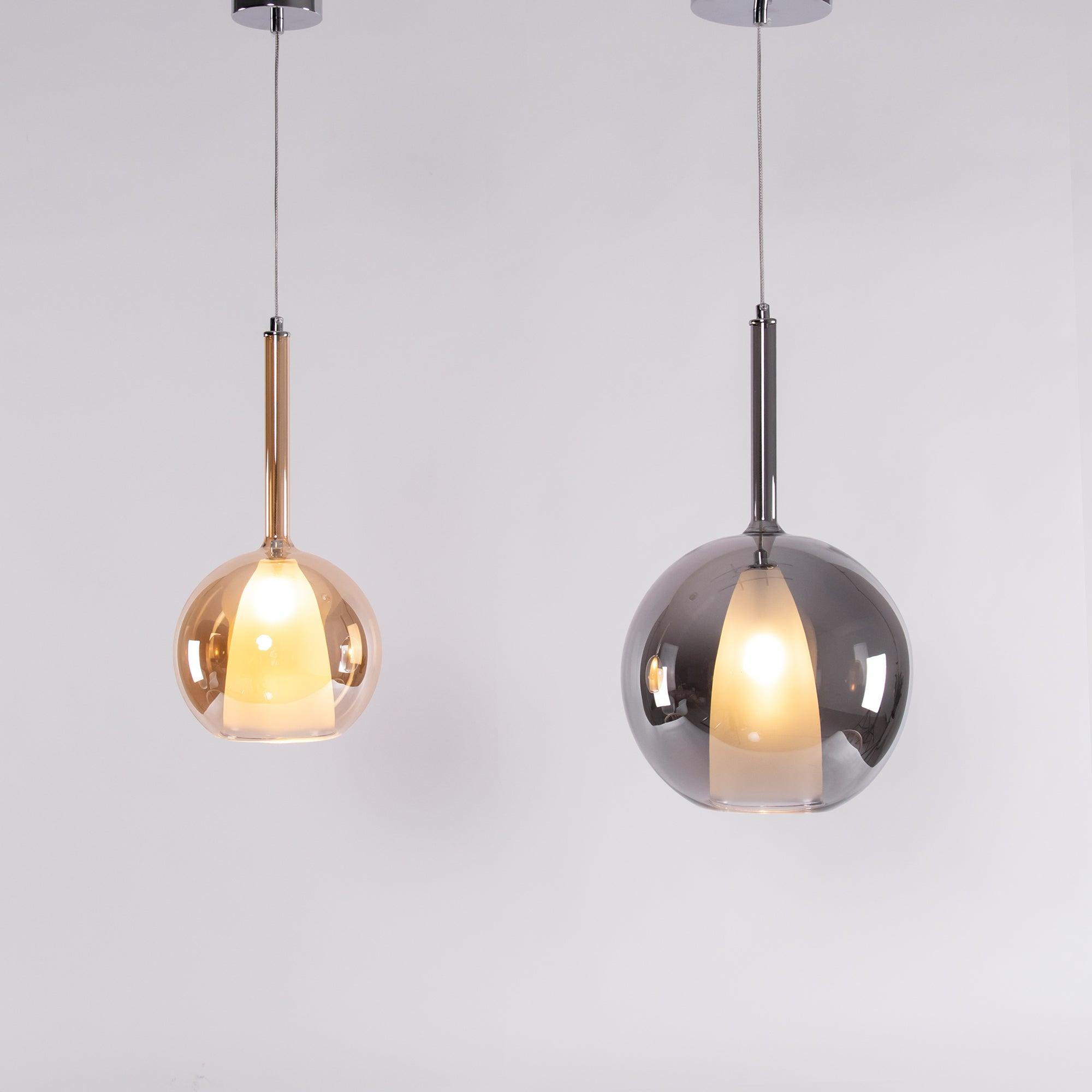 Glo Modern Glass Globe Pendant Light with Metallic Finish for Interior Lighting