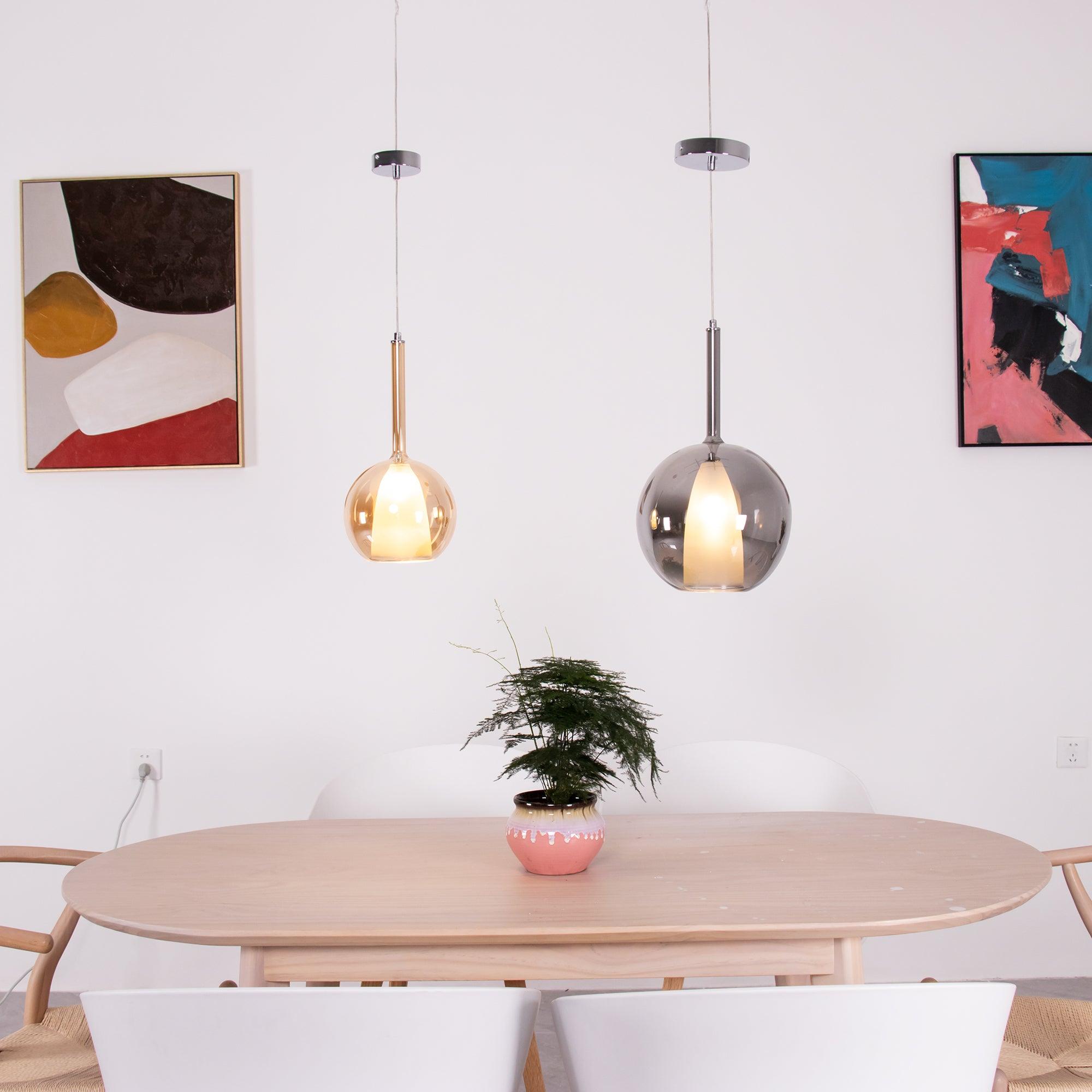 Glo Modern Glass Globe Pendant Light with Metallic Finish for Interior Lighting