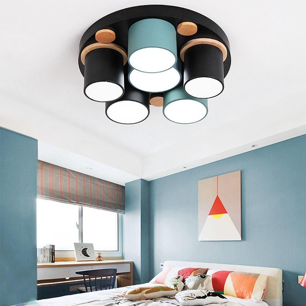 Modern Geometric Lantern LED Flush Mount Ceiling Light Fixture for Living Room and Bedroom Lighting