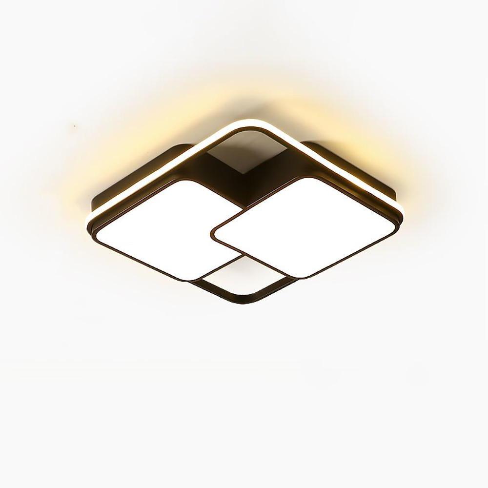 Modern Black Geometric 3 Square LED Flush Mount Ceiling Light for Bedroom and Living Room