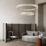 Gold Crystal Ring LED Crown Chandelier Modern Multi Tier Hanging Pendant Lamp