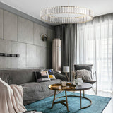 Gold Crystal Ring LED Crown Chandelier Modern Multi Tier Hanging Pendant Lamp